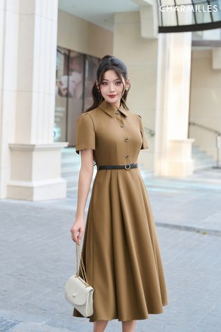 Đầm xếp ly phối khuy