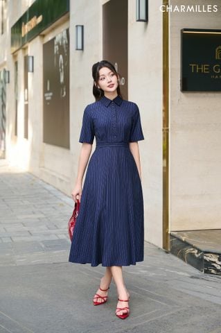 Đầm khuy bọc mí eo