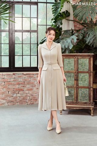 Đầm xếp ly phối túi nắp