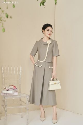 Chân váy nắp túi phối viền