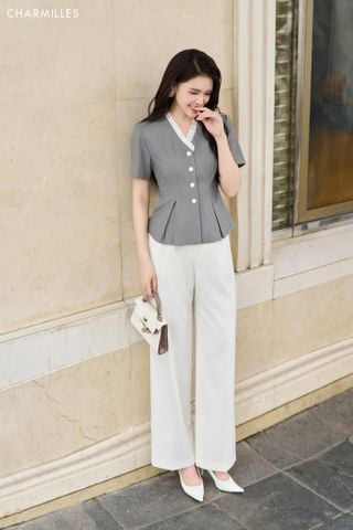 Quần ống đứng phối khuy