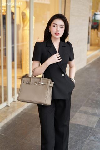 Quần ống suông phối khuy