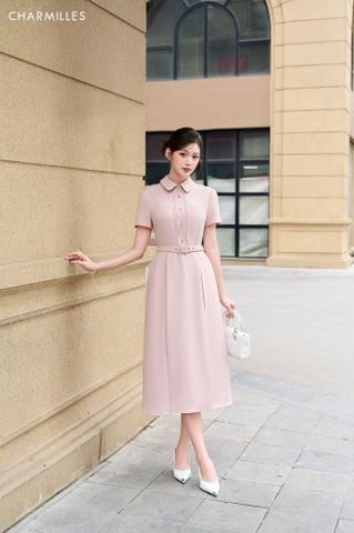 Đầm xếp ly cổ sen