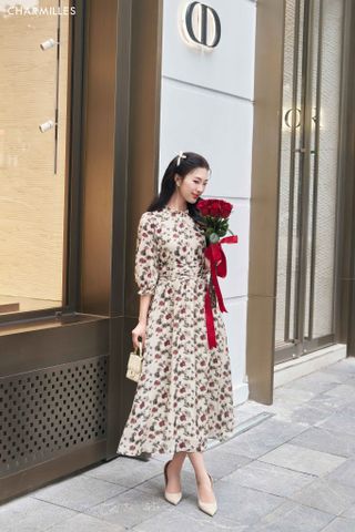 Đầm hoa nhí tay bo