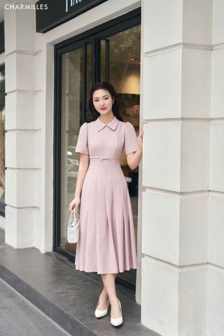 Đầm xếp ly đính đai nơ