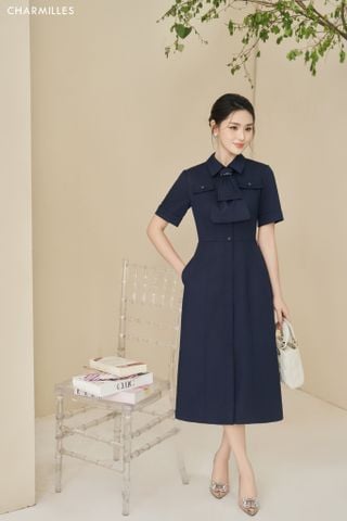 Đầm nơ tầng cài trước