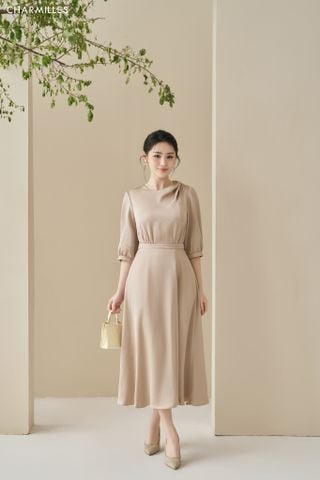 Đầm lụa vai cách điệu