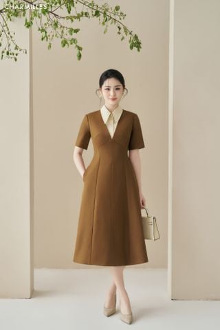 Đầm ly ngực cổ phối