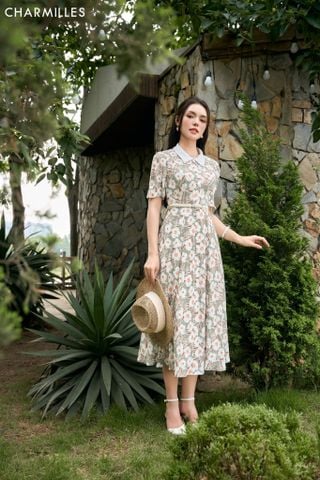 Đầm hoa phối cổ ngọc