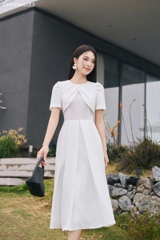 Đầm dáng xoè nẹp ngực