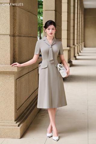 Đầm dáng A phối cavat