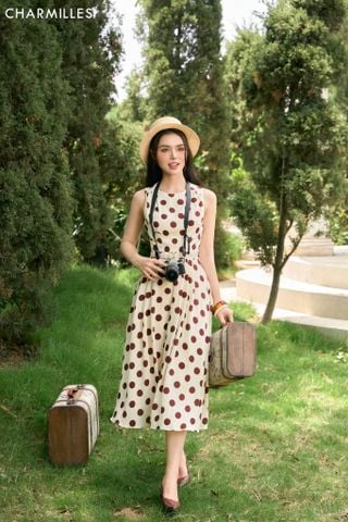 Đầm chấm bi tay chờm