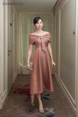 Đầm tay chờm nơ ngực