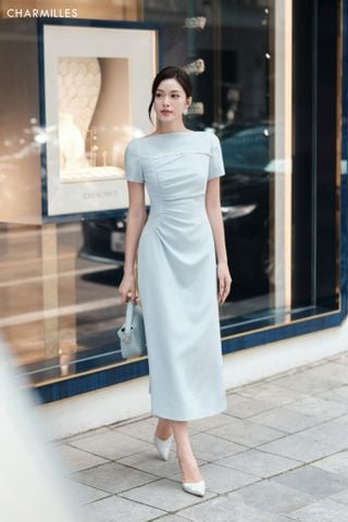 Đầm nhún phối viền trai