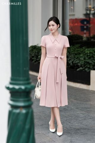 Đầm ly bản to phối đai nơ