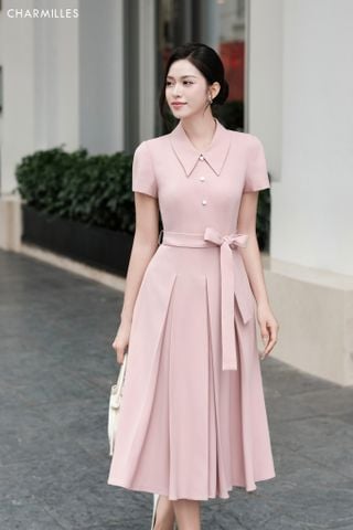 Đầm ly bản to phối đai nơ