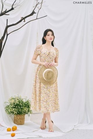 Đầm maxi hoa cột nơ cổ