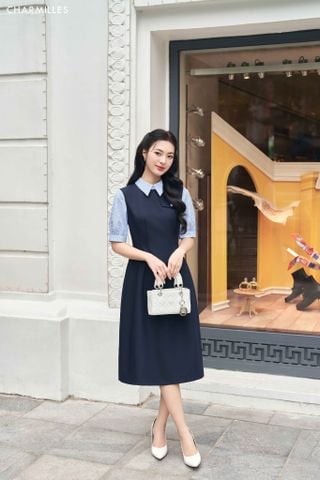 Đầm TC phối viền sọc