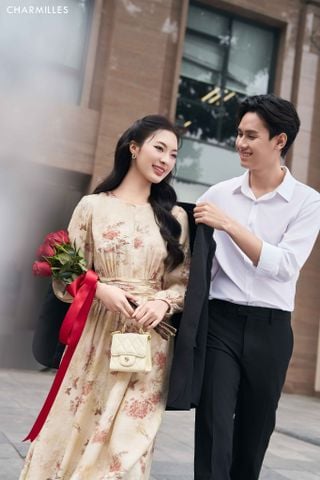 Đầm hoa eo nhún