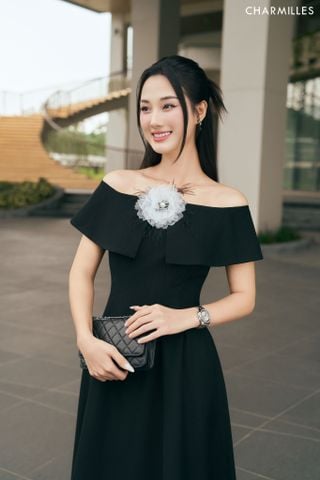 Đầm vai phủ mí eo