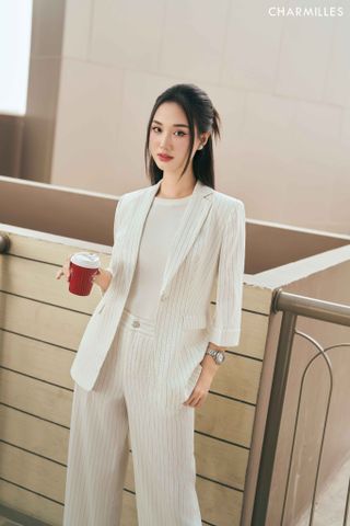 Vest sọc phối túi nắp