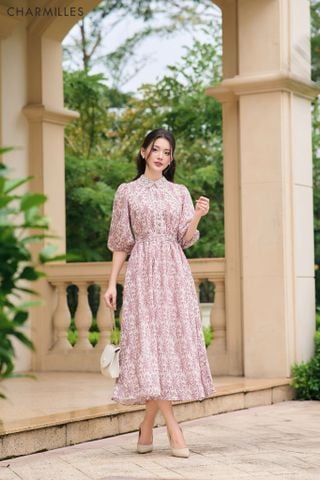 Đầm hoa nhí cổ zen