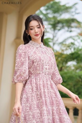 Đầm hoa nhí cổ zen