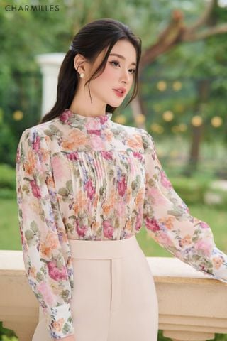 Áo hoa cột nơ sau