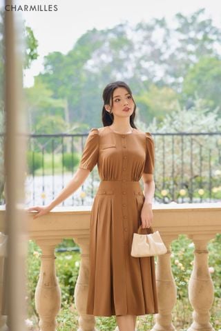 Đầm xếp ly tay bồng