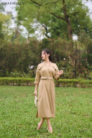 Đầm cổ V phối túi ngực