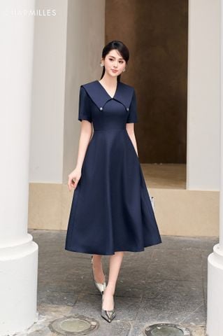 Đầm dáng xòe cổ cách điệu