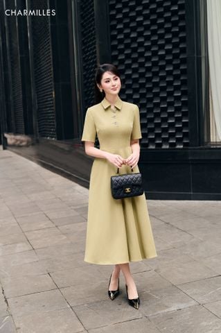 Đầm midi đính cúc ngực