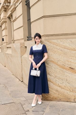 Đầm công sở cổ phối