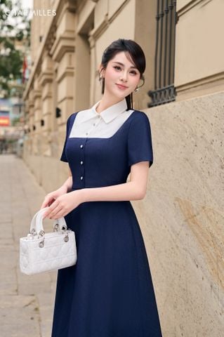 Đầm công sở cổ phối