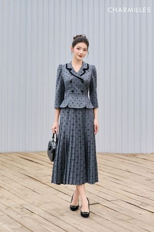 Đầm chấm bi cổ bẻ