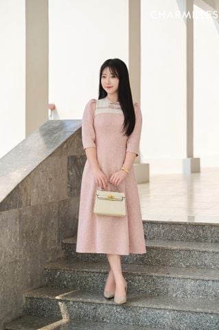 Đầm tiểu thư cổ phối nơ