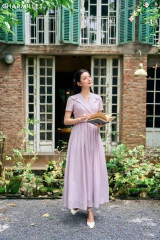 Đầm dáng xòe phối nơ lưng