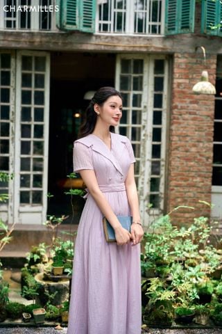 Đầm dáng xòe phối nơ lưng