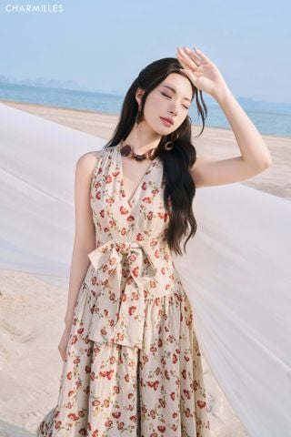 Đầm hoa eo nơ