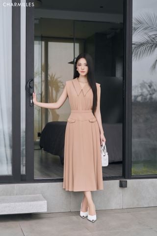 Đầm SN cổ bẻ phối túi giả