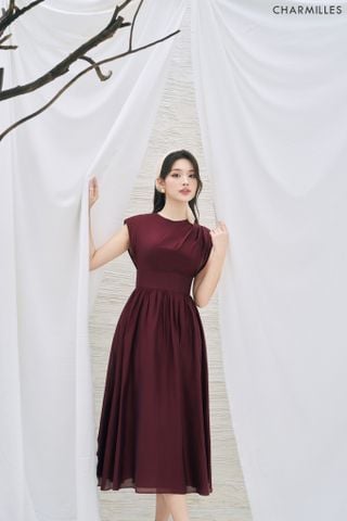 Đầm xếp ly mí vai