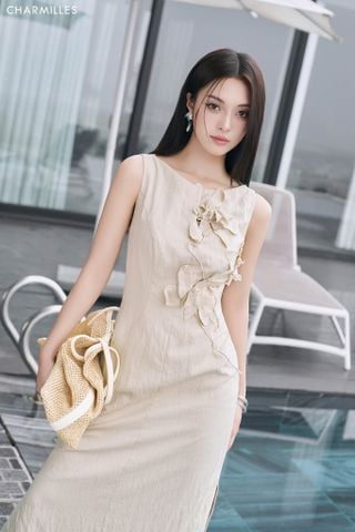 Đầm SN thêu hoa lá