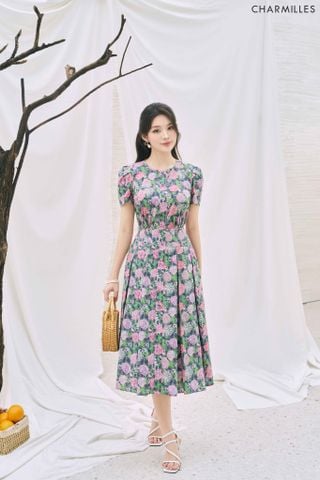 Đầm hoa hồng xếp ly