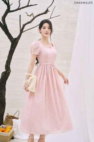 Đầm tơ cổ vuông