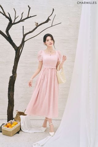 Đầm tơ cổ vuông