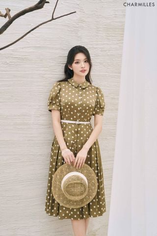 Đầm xếp ly chấm bi