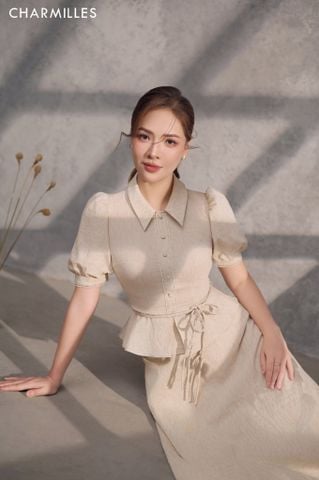 Áo tay bồng phối đai hoa