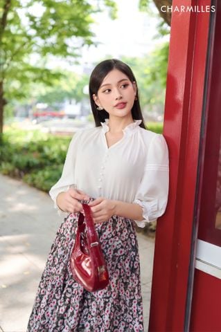Áo cổ tàu nhún phối ly