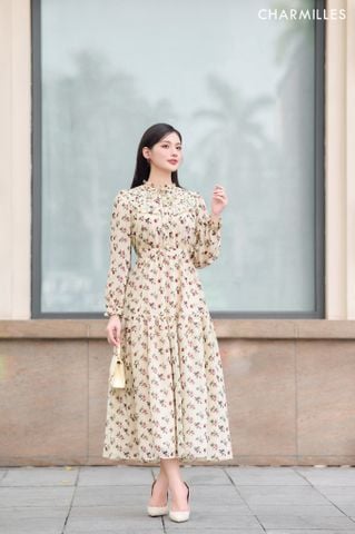 Đầm hoa cổ nhún