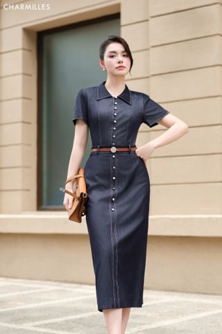 Chân váy bút chì phối đột chỉ